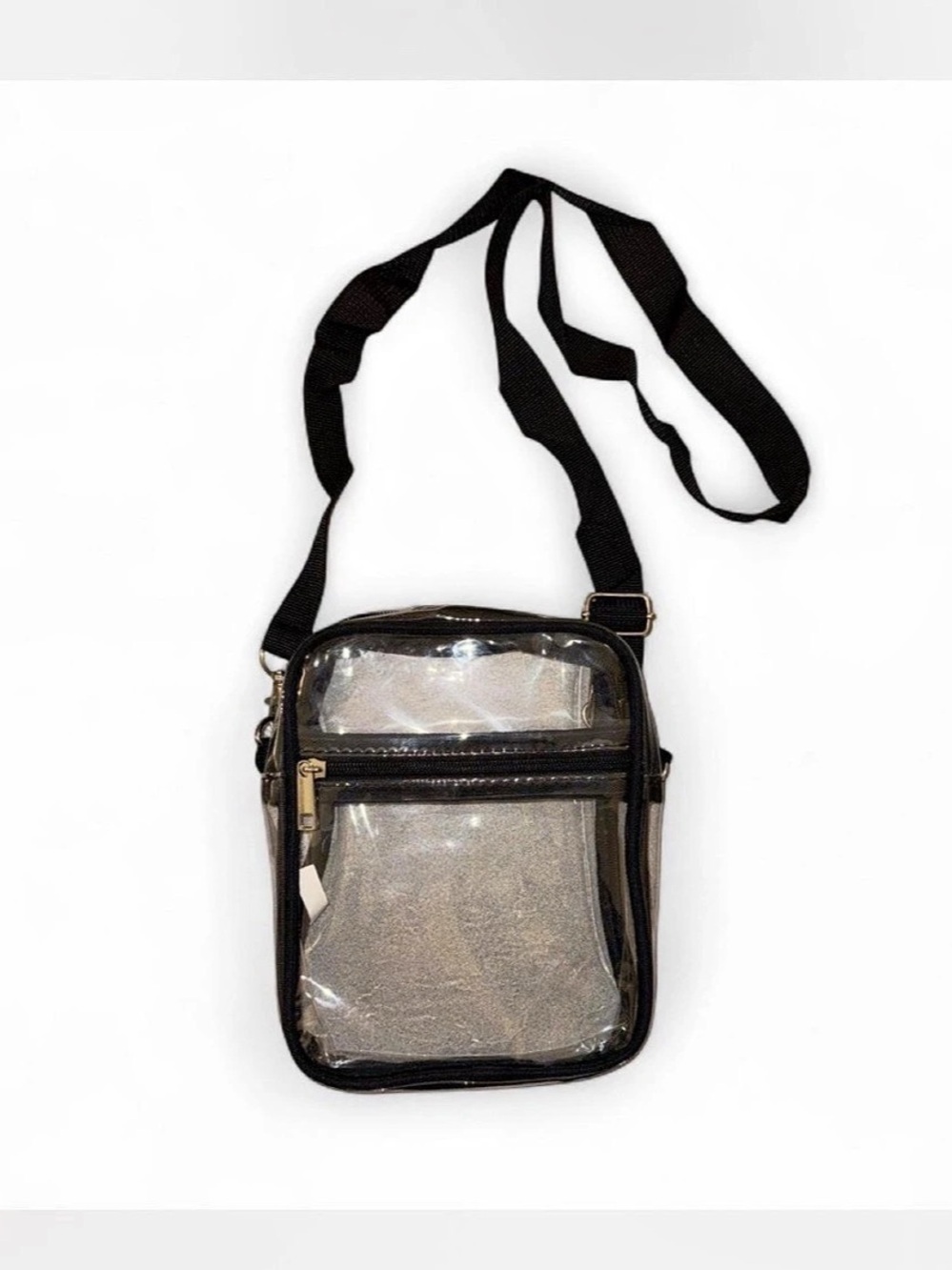 Clear Panel Crossbody Bag in Black